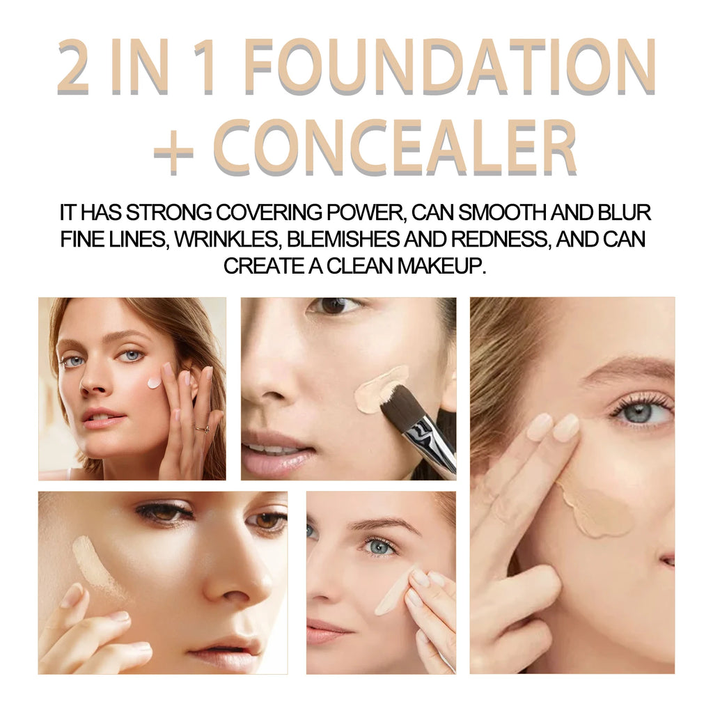 2 in 1 Concealer Foundation Dark Circle Cover Blemish Brighten Face Corrector Double Head Concealer High Coverage Makeup