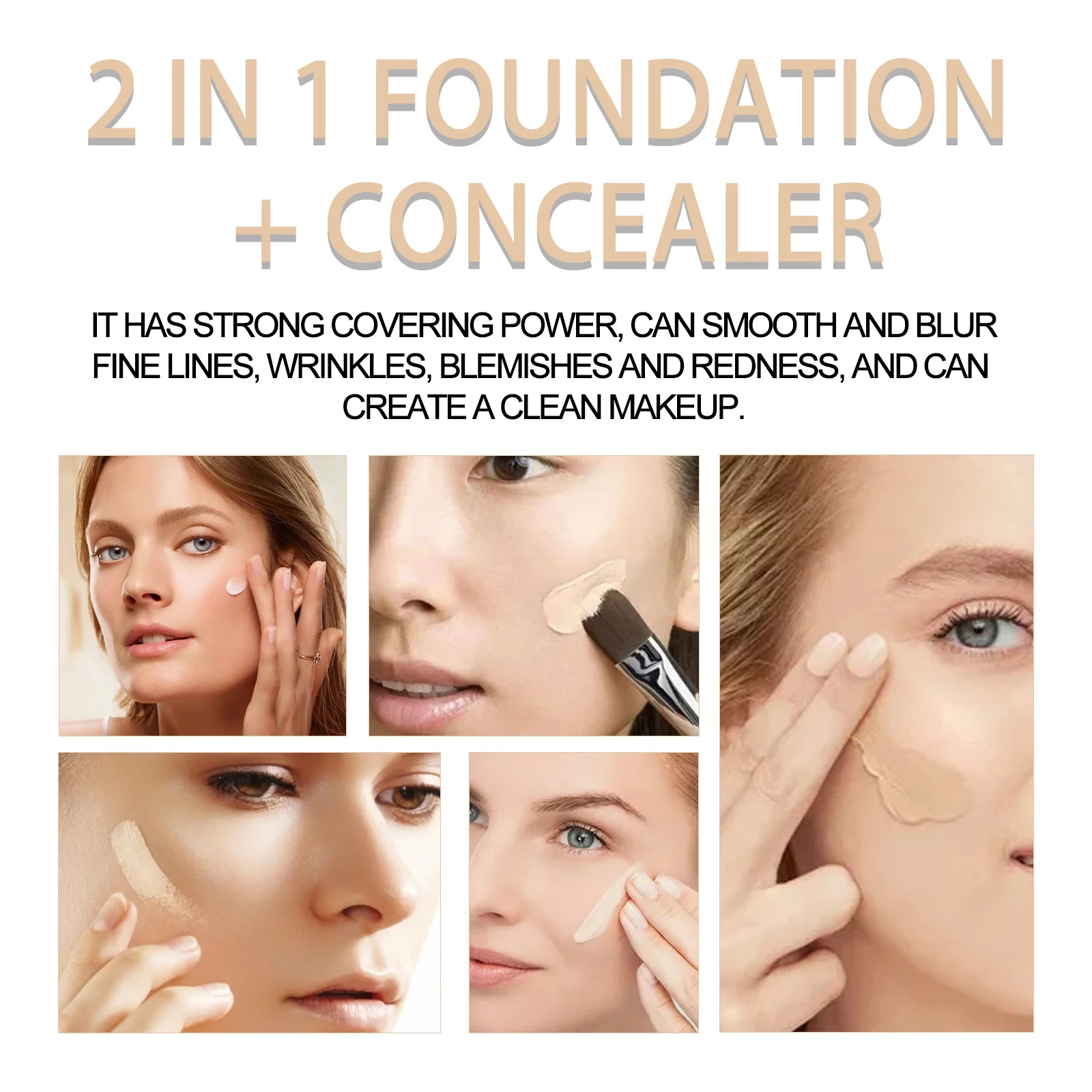 2 in 1 Concealer Foundation Dark Circle Cover Blemish Brighten Face Corrector Double Head Concealer High Coverage Makeup