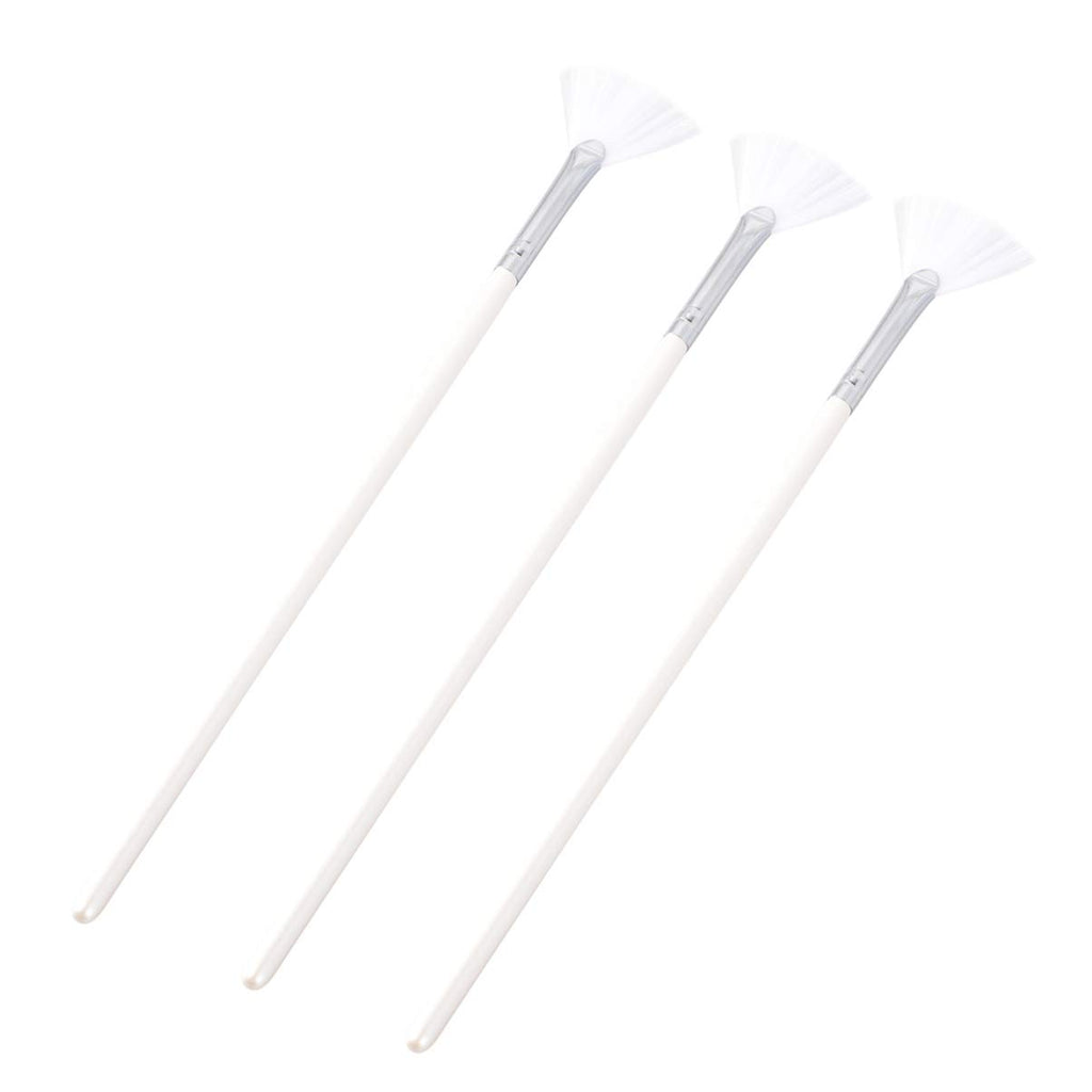 Fan 3Pcs Facial Soft Facial Mask Applicator Mask Long Handle Fan Shape Mask Diy Soft Makeup Cosmetic Tools for Peel Mask Makeup Facial Brush